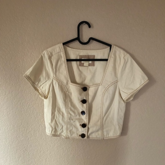 Maeve creme denim crop top - Picture 1 of 9